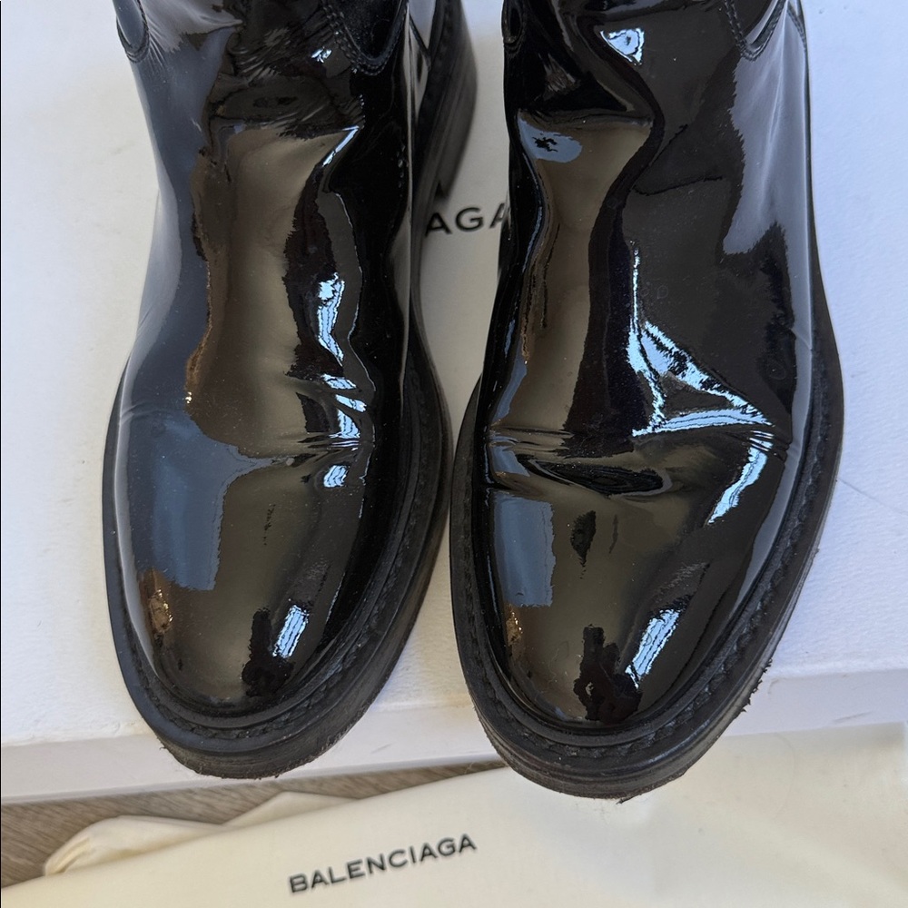 Balenciaga Shiny Black Knee-High Boots - Picture 5 of 14